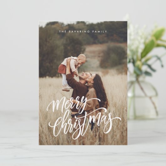シックエレガントメリークリスマスフォトホリデーカード シーズンカード (スタンド正面)