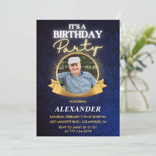 シックエレガントメンズ83歳の誕生日招待状 招待状 (スタンド正面)