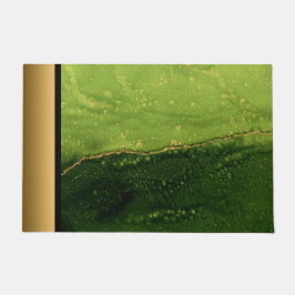 シックエレガントモダングリーンと金ゴールドの大理石パターン ドアマット