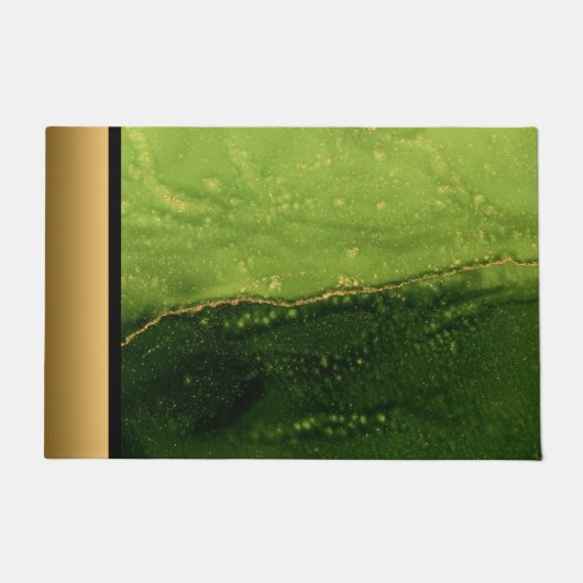 シックエレガントモダングリーンと金ゴールドの大理石パターン ドアマット (正面)