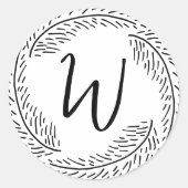 シックエレガントモダンシッシンプルクモノグラムリーフ ラウンドシール (正面)