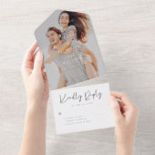 シックエレガントモダンシンプルフォトズ結婚ーズ オールインワン招待状 (貼ってはがせる)