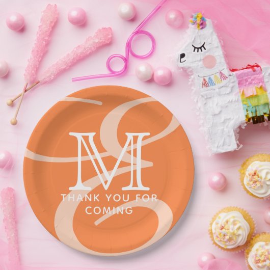 シックエレガントモダンダブルモノグラムありがとう ペーパープレート (パーティー)