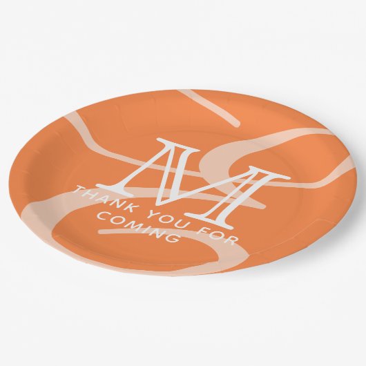 シックエレガントモダンダブルモノグラムありがとう ペーパープレート (アングル)