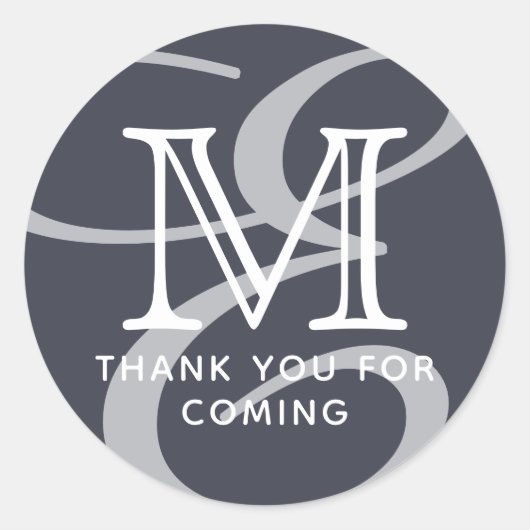 シックエレガントモダンダブルモノグラムありがとう ラウンドシール (正面)