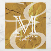 シックエレガントモダンダブルモノグラム金ゴールドありがとう ワインラベル (シングルラベル)