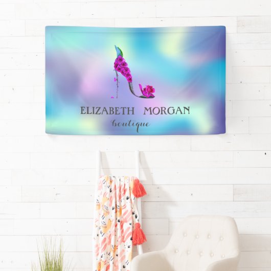 シックエレガントモダンフラワーハイヒール型ホログラフィック 横断幕 (インサイチュ)