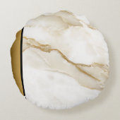 シックエレガントモダンホワイトタン金ゴールド大理石パターン ラウンドクッション (裏面)