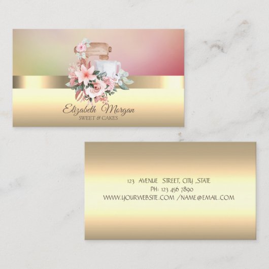 シックエレガントモダンミキサーフラワーズバラ 名刺 (正面/裏面)