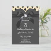 シックエレガントモダンリボン誕生日 招待状 (スタンド正面)