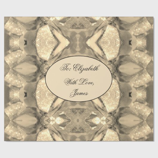 シックエレガントモダン抽象芸術アートフェイク金ゴールドスパークル ラッピングペーパー (フラット)