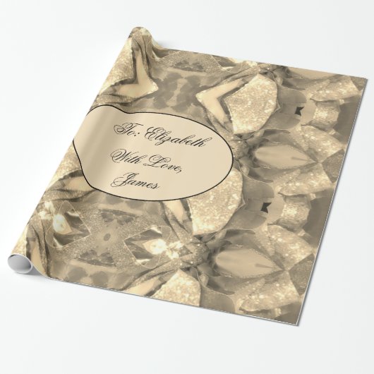シックエレガントモダン抽象芸術アートフェイク金ゴールドスパークル ラッピングペーパー (アンロールド)