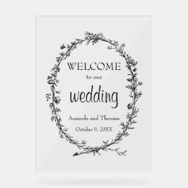 シックエレガントモダン結婚の歓迎サイン アクリルサイン