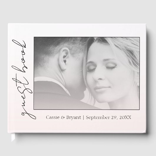 シックエレガントモダン赤面ピ結婚ックズゲストブック ゲストブック (正面)