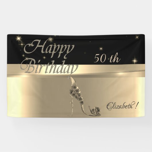 シックエレガントモダン，発光，花ハイヒール 横断幕 (横)