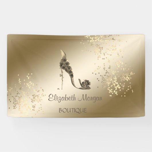 シックエレガントモダン，発光，花ハイヒール 横断幕 (横)