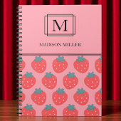 シックエレガントモノグラムイチゴパーソナライズされた ノートブック