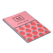 シックエレガントモノグラムイチゴパーソナライズされた ノートブック (右側)