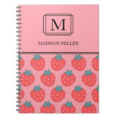 シックエレガントモノグラムイチゴパーソナライズされた ノートブック (正面)