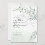 シックエレガントユーカリプタスカップルのシャワー 招待状 (正面)
