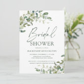 シックエレガントユーカリプタスグリーナリーブライダルシャワー 招待状 (スタンド正面)