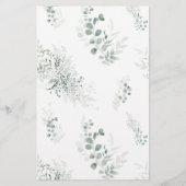 シックエレガントユーカリプタス植物性ビンゴゲームカード (裏面)