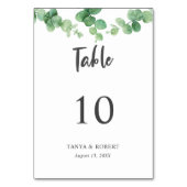 シックエレガントユーカリプトゥスセージ緑結婚の葉 テーブルナンバー (正面)