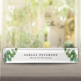 シックエレガントユーカリ葉ス デスクネームプレート