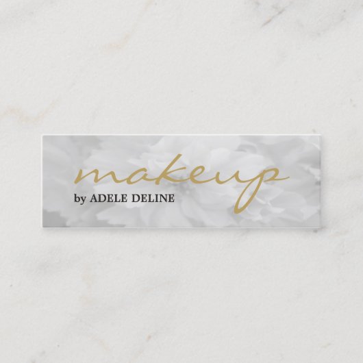 シックエレガントライトグレーフローラメイクアップアーティスト スキニー名刺 (正面)