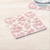 シックエレガントライトピンクトイレディアウッドランド スクエアペーパーコースター (アングル)