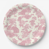 シックエレガントライトピンクトイレディアウッドランド ペーパープレート (正面)