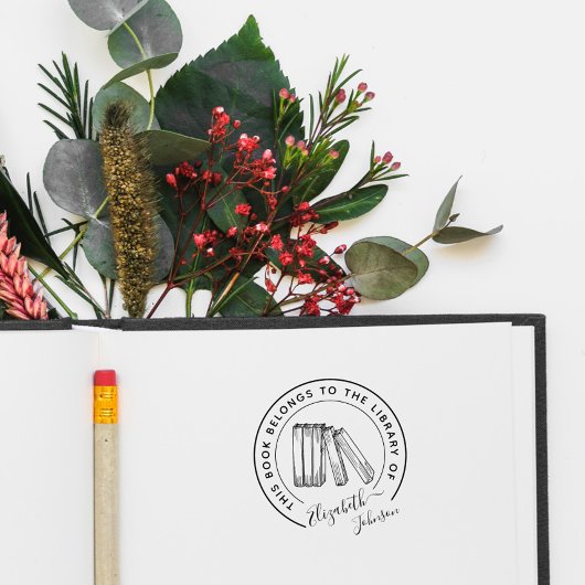 シックエレガントライブラリスタイリッシュ名前をカスタムするブック セルフインキングスタンプ