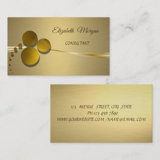 シックエレガントラグジュアリーフェイク金ゴールド 名刺 (正面/裏面)