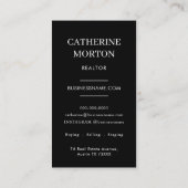 シックエレガントラグジュアリーブラック&ホワイト不動産仲介業者写真 名刺 (裏面)