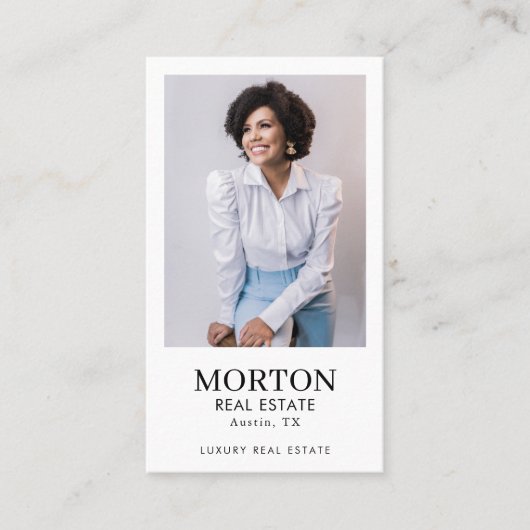 シックエレガントラグジュアリーブラック&ホワイト不動産仲介業者写真 名刺 (正面)