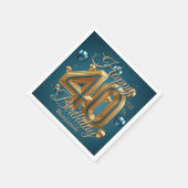 シックエレガントラグジュアリーブルーと金ゴールド40歳の誕生日 スタンダードカクテルナプキン (角)