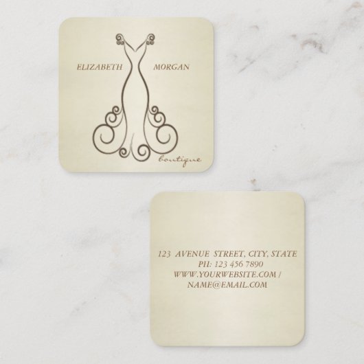 シックエレガントラグジュアリープロフェッショナルドレス スクエア名刺 (正面/裏面)