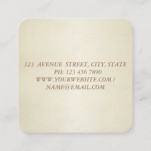 シックエレガントラグジュアリープロフェッショナルドレス スクエア名刺 (裏面)