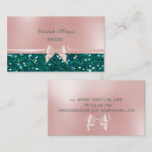 シックエレガントラグジュアリー、ピンクリボンボウ 名刺 (正面/裏面)