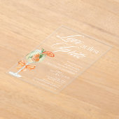 シックエレガントラブアットファーストスピリッツブライダルシャワー アクリル招待状 (レイダウン)