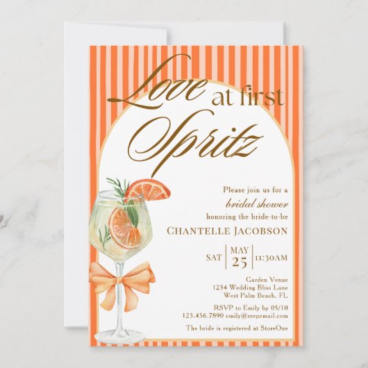 シックエレガントラブアットファーストスピリッツブライダルシャワー 招待状 (正面)