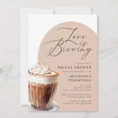 シックエレガントラブイズブルーイングコーヒーブライダルシャワー 招待状 (正面)
