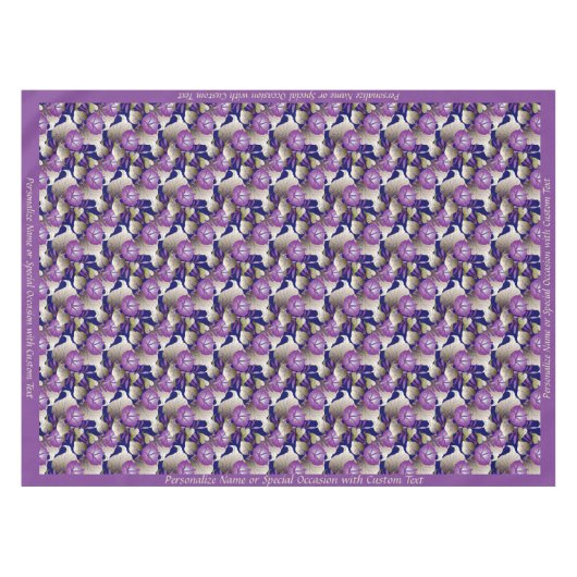 シックエレガントラベンダーパープルフラワーズフローラデザイン テーブルクロス (正面(横))