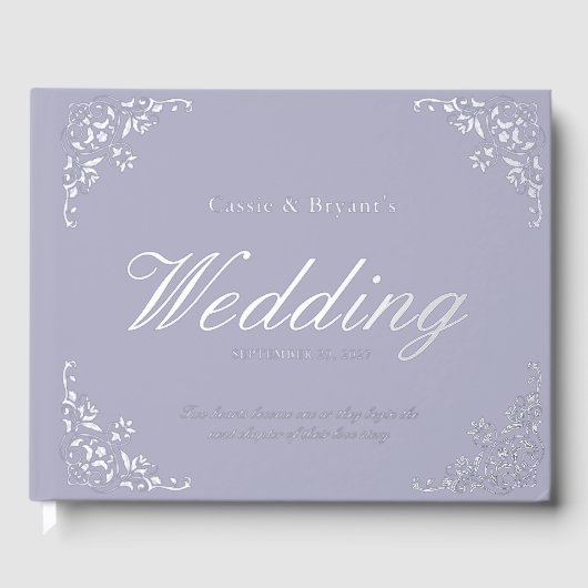 シックエレガントラベンダーパープル結婚ズ ゲストブック (正面)