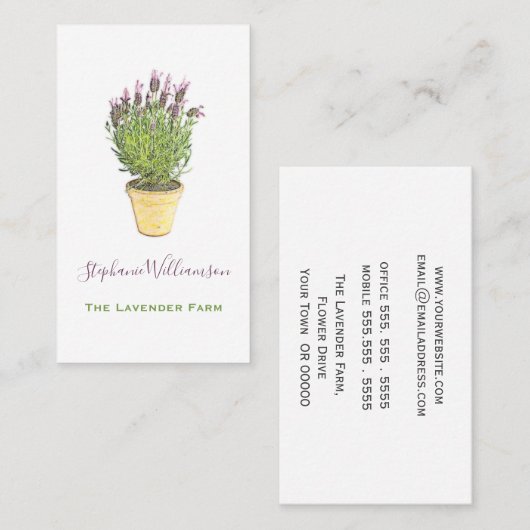 シックエレガントラベンダーフラワーファーム 名刺 (正面/裏面)