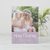 シックエレガントラベンダーフローラフォトクリスマス シーズンカード (スタンド正面)