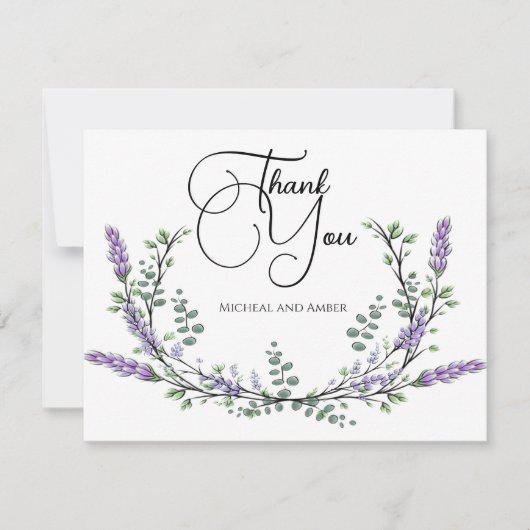 シックエレガントラベンダーユーカリ サンキューカード (正面)