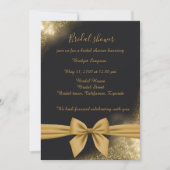 シックエレガントリボン黒ゴールデンブライダルシャワー 招待状 (正面)