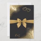 シックエレガントリボン黒ゴールデンブライダルシャワー 招待状 (裏面)