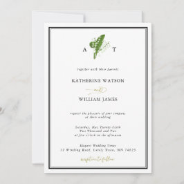 シックエレガントリリーバレークレスト白黒結婚ズ 招待状